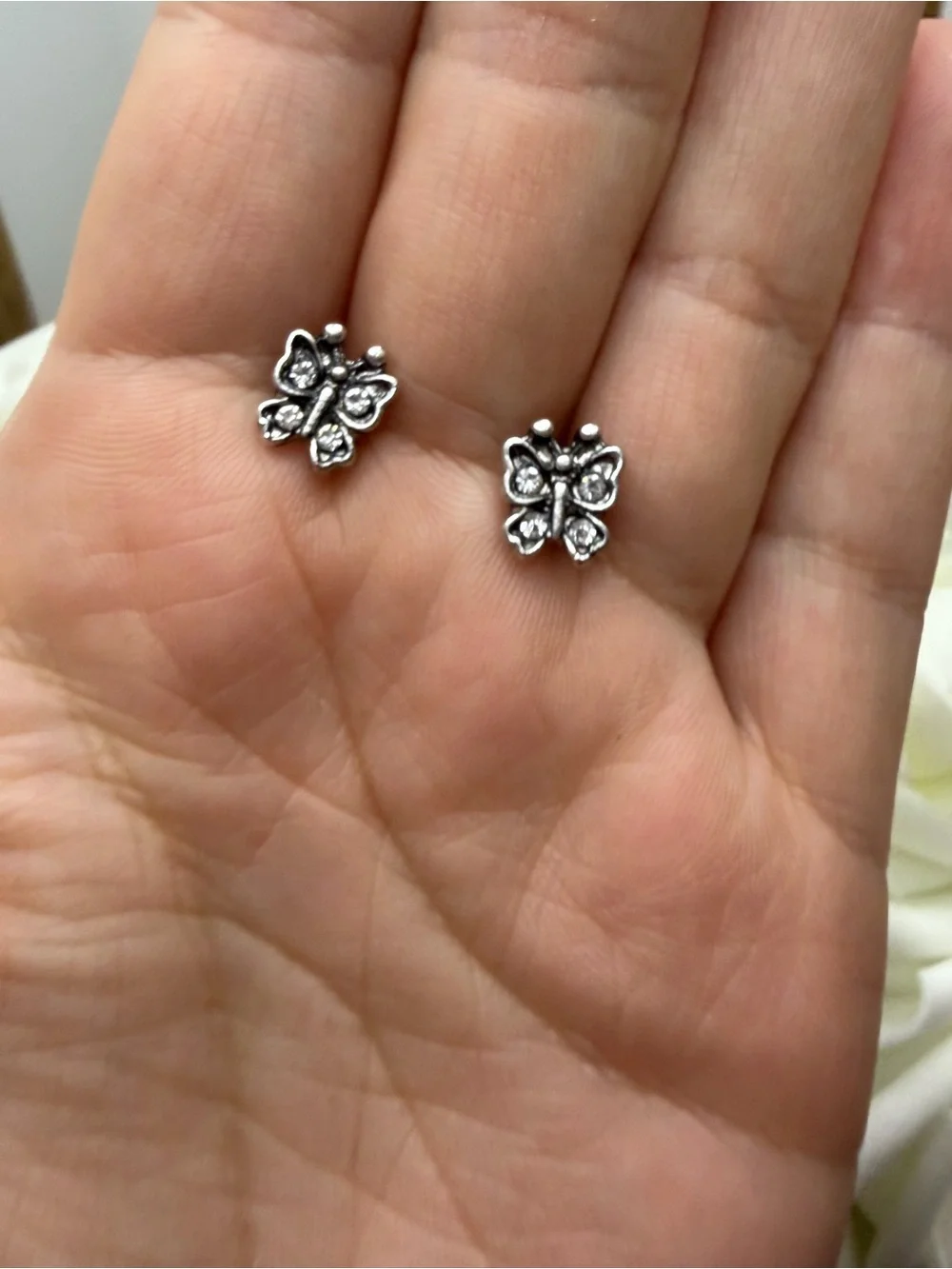 Silver tone Butterfly Stud Earrings - Silver